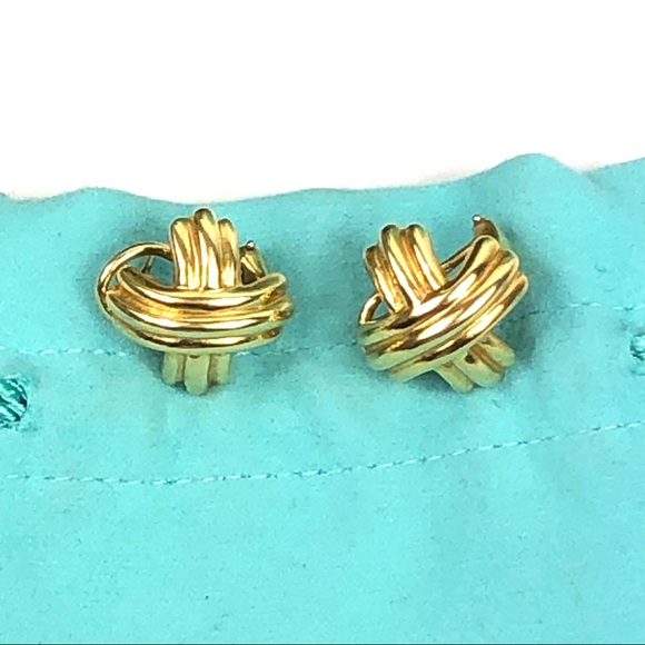 Tiffany & Co. Jewelry - Tiffany & Co yellow Gold Vintage Criss Cross Kiss